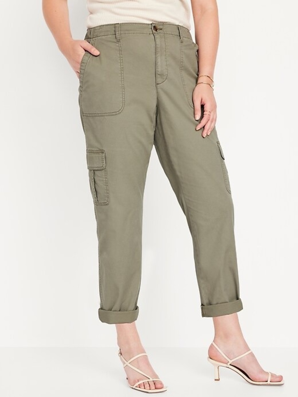 Old Navy Olive Green Straight-Leg Cargo Pants - Picture 2 of 5